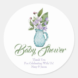 Lila Sweet Pea Blume Kinderdusche Danke Cla Runder Aufkleber