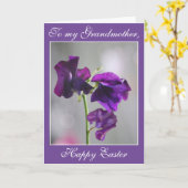 Lila Sweet Pea Blume Osterkarte Karte (Gelbe Blume)