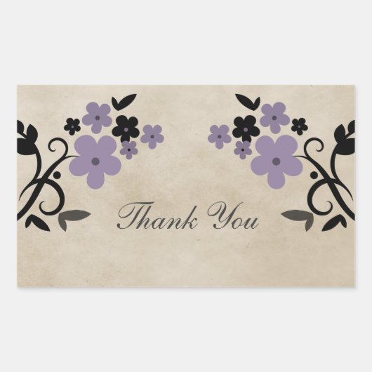 Lila Sweet Vintage Blüte Danke Stickers (Vorderseite)