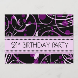 Lila Swirl 21. Geburtstagskarte Party Einladung