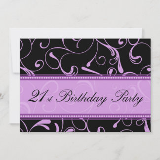 Lila Swirl 21. Geburtstagskarte Party Einladung