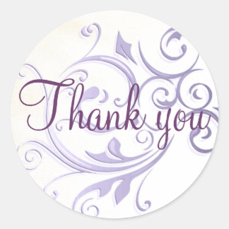 Lila Swirl Danke Sticker/Siegel Runder Aufkleber