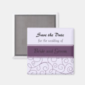 Lila Swirl Save the Date Magnet (Vorderseite/Rückseite)