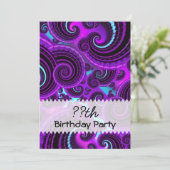 Lila Swirt Fraktal Art Geburtstag Einladung (Stehend Vorderseite)