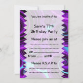 Lila Swirt Fraktal Art Geburtstag Einladung (Rückseite)