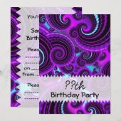 Lila Swirt Fraktal Art Geburtstag Einladung (Vorne/Hinten)