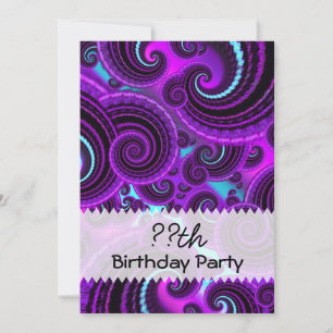 Lila Swirt Fraktal Art Geburtstag Einladung
