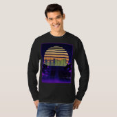 Lila Synthwave Design Herren Langschlauch T-Shirt (Vorne ganz)