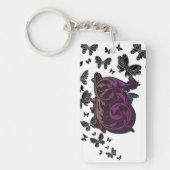 Lila T Initial Schlüsselanhänger - Kalligraphie mi (Vorderseite)