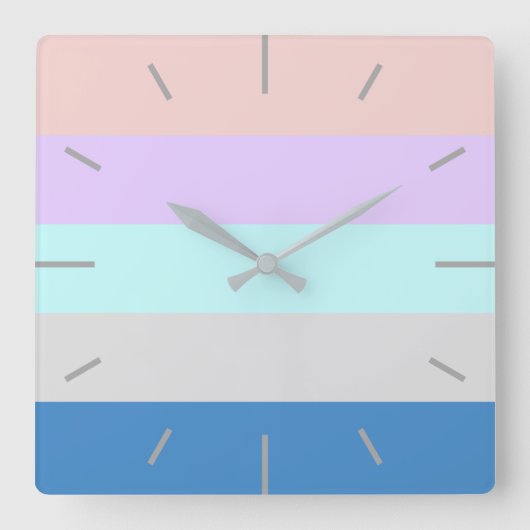 lila tadelloser Block des grauen Blaus des Quadratische Wanduhr (Vorderseite)