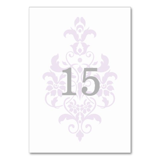 Lila Tafelkarte mit subtiler Beschädigung Tischnummer (Vorderseite)