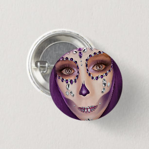 Lila Tag der Toten Mädchen Originalität Kunst Button