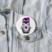 Lila Tag des toten Zuckerschädelpenguin-Weiß Button (Beispiel)