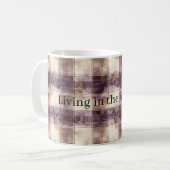 Lila-Tan-Creme-Streifen Kaffeetasse (Vorderseite Links)