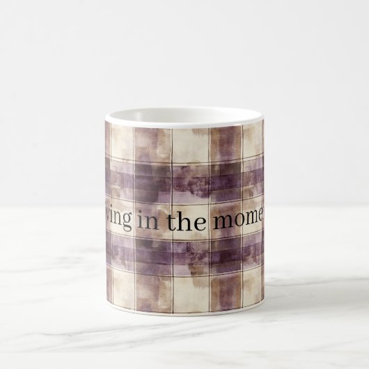 Lila-Tan-Creme-Streifen Kaffeetasse (Mittel)