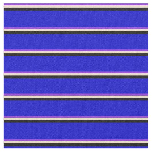Lila, Tan, Schwarz und Blau Farbmuster Stoff (Nahaufnahme)