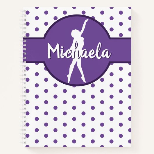 Lila Tance Ballerina Gymnastik Name Polka Dot Notizblock (Vorderseite)