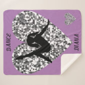 Lila Tanzdecke mit glitzerndem Silberherz. Sherpadecke (Vorderseite (Horizontal))