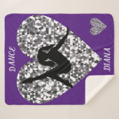 Lila Tanzdecke mit glitzerndem Silberherz. Sherpadecke (Vorderseite (Horizontal))