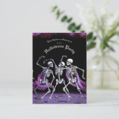 Lila Tanzskelett Halloween Postkarte (Stehend Vorderseite)
