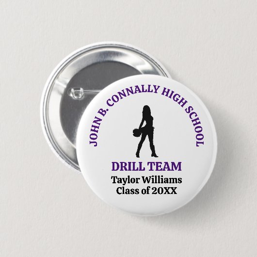 Lila Tanzteam-Tänzer der High School personalisier Button (Vorne & Hinten)
