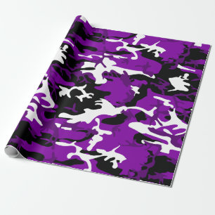 lila Tarnung schwarz weiß camo Geschenkpapier