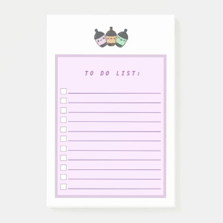 Lila Taro-Blase-Boba zu führen Post-it Klebezettel