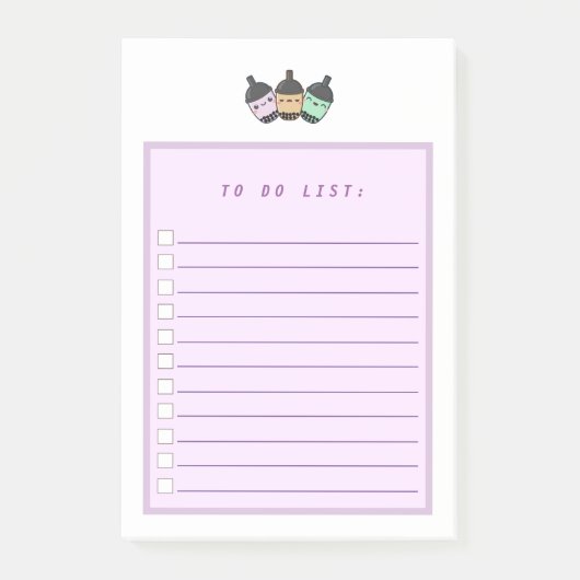 Lila Taro-Blase-Boba zu führen Post-it Klebezettel (Vorderseite)