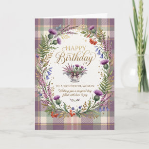 Lila Tartan Distel Geburtstag Karte