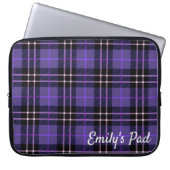 Lila Tartan Kariert mit Name Laptopschutzhülle (Vorderseite)