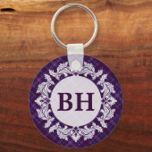 Lila Tartan-Kariertes Muster Schlüsselanhänger (Vorderseite)