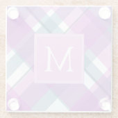 Lila Tartan Monogramm Glasuntersetzer (Rückseite)