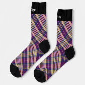 Lila Tartan Socken, Gold und Blau Socken (Linkes Detail)