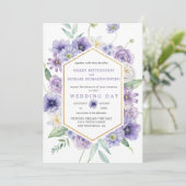 Lila Täschen, Anemonen, Rose Blumenhochzeit | Einladung (Stehend Vorderseite)