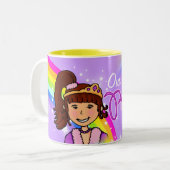 Lila Tasse des Namensprinzessinmädchen-Regenbogens (Vorderseite Links)