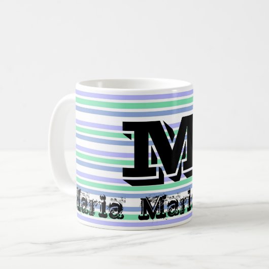 Lila Tasse für grüne Pastellstreifen (Vorderseite Links)