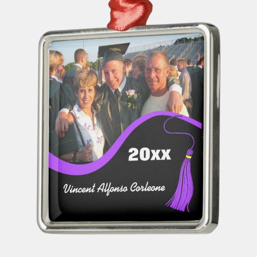 Lila Tassel-Abschluss Silbernes Ornament (Links)