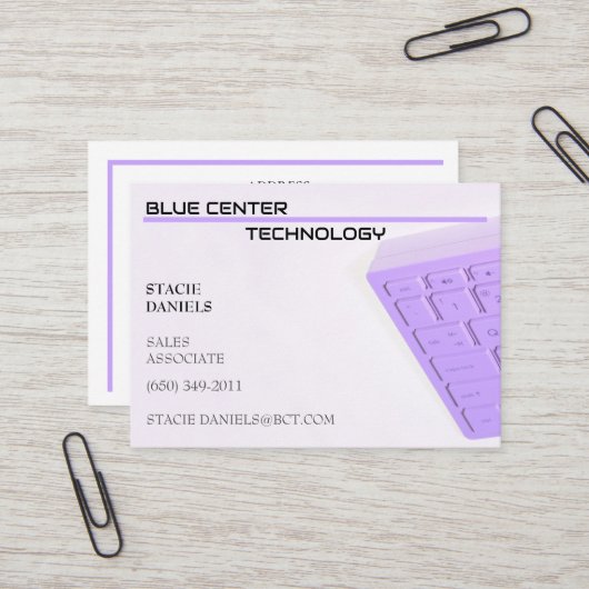 Lila Tastaturinformationstechnologie Visitenkarte (Vorderseite/Rückseite Beispiel)