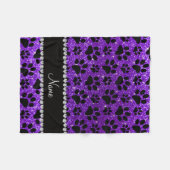 Lila Tatzen des Glitters des Nameindigos schwarzer Fleecedecke (Vorderseite (Horizontal))