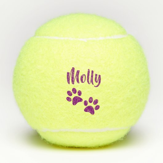 Lila Tatzen-Druck-personalisiertes Haustier oder Tennisbälle (Vorderseite)