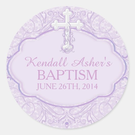 Lila Taufe Christening Sticker (Vorderseite)
