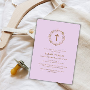 Lila Taufe der klassischen Kranken Einladung