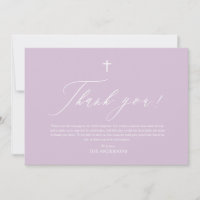 Lila Taufe des Weißen Kreuzes Dankeschön-Karte