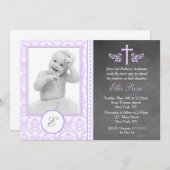 Lila Taufe - Einladungen (Vorne/Hinten)