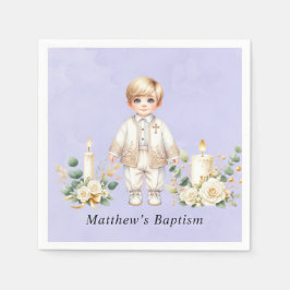 Lila Taufe für den Boy Serviette