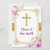 Lila Taufe für Jungen und Mädchen und dritter Gebu Einladung (Rückseite)