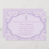 Lila Taufe zur Weihnachtsfeier Einladung (Vorne/Hinten)