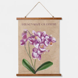 Lila Taupe Orchideen Wasserfarbe Personalisiert Wandteppich Mit Holzrahmen