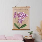 Lila Taupe Orchideen Wasserfarbe Personalisiert Wandteppich Mit Holzrahmen (Schlafzimmer)