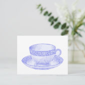 Lila Teacup Postkarte (Stehend Vorderseite)